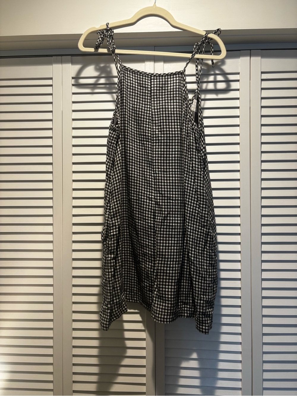 Wray Black & White Gingham Tie-Strap Romper